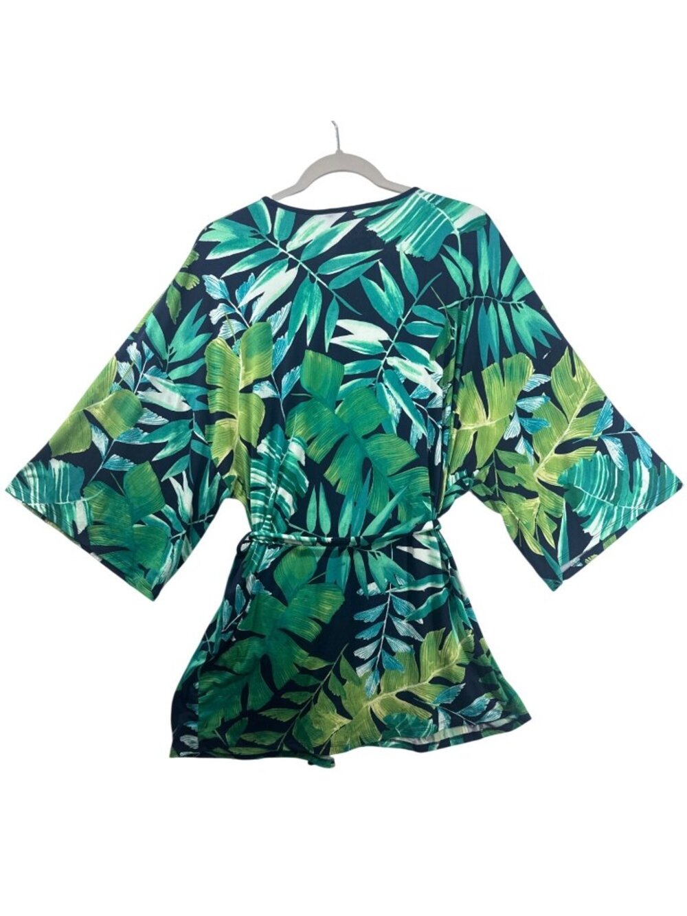 Lilac + London Womens Wrap Robe Sz L Knit Tropical Beachy Comfy LoungeWear Palm - Picture 2 of 10